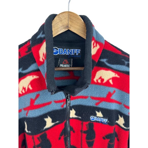 Banff Designs Polartec Fleece Jacket Red Black Pattern Full-Zip Men's Size XL - Picture 4 of 9